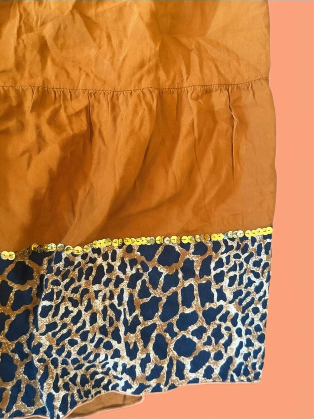Women's Tiered Rust Maxi Skirt with Leopard Hem - Picture 2 of 2